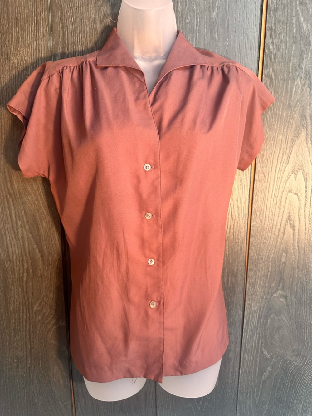 Vintage Koret of California Blouse Size 12 Dusty Rose Button Front Top